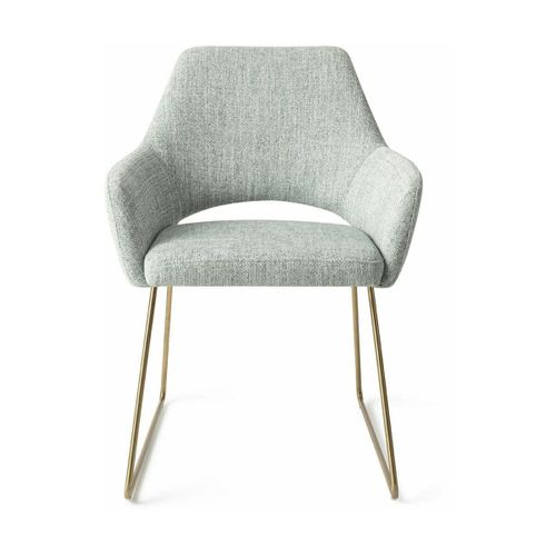 Chaise Verte Glaciale Soft Sage Avec Pieds Élégants En Métal Doré Yanai - Jesper Home