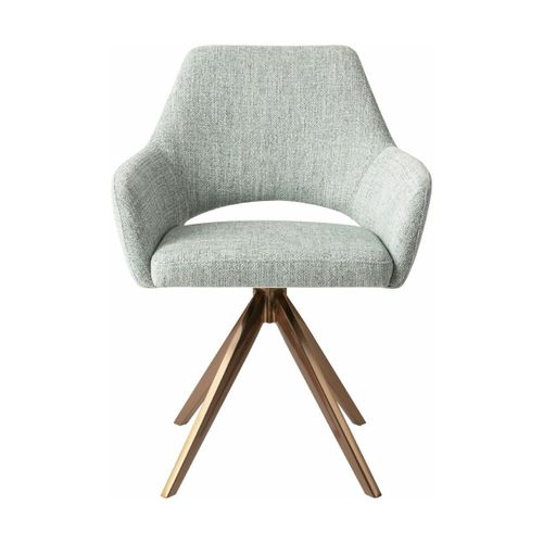 Chaise Verte Glaciale Soft Sage Avec Pieds Rotatifs En Métal Rosé Yanai - Jesper Home