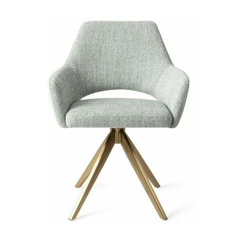 Chaise Verte Glaciale Soft Sage Avec Pieds Rotatifs En Métal Doré Yanai - Jesper Home