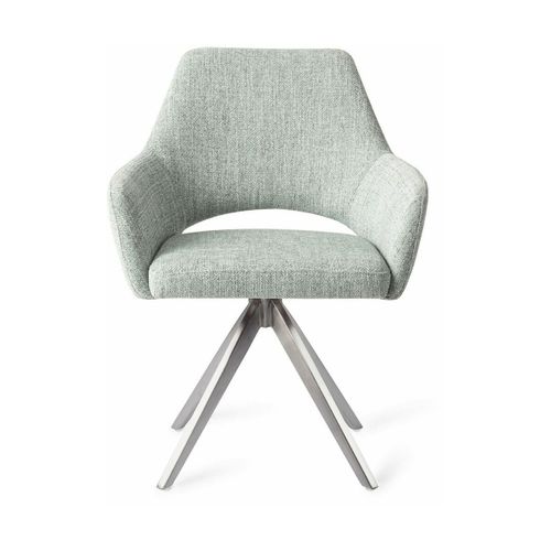 Chaise Verte Glaciale Soft Sage Avec Pieds Rotatifs En Métal Argenté Yanai - Jesper H
