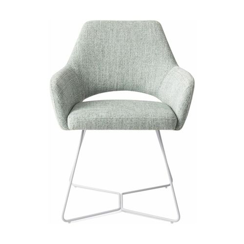 Chaise Verte Glaciale Soft Sage Avec Pieds Hexagones En Métal Blanc Yanai - Jesper Ho