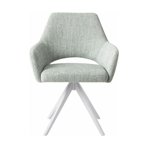 Chaise Verte Glaciale Soft Sage Avec Pieds Rotatifs En Métal Blanc Yanai - Jesper Hom