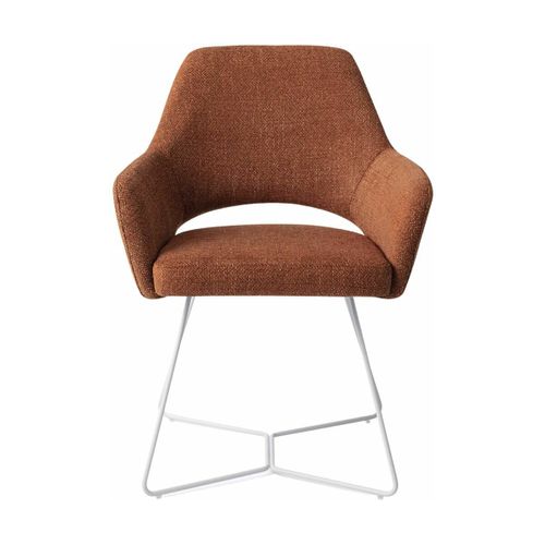 Chaise Rouge Tuscan Terra Avec Pieds Hexagones En Métal Blanc Yanai - Jesper Home