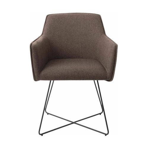 Chaise Marron Potters Clay Avec Pieds Croisés En Métal Noir Hofu - Jesper Home
