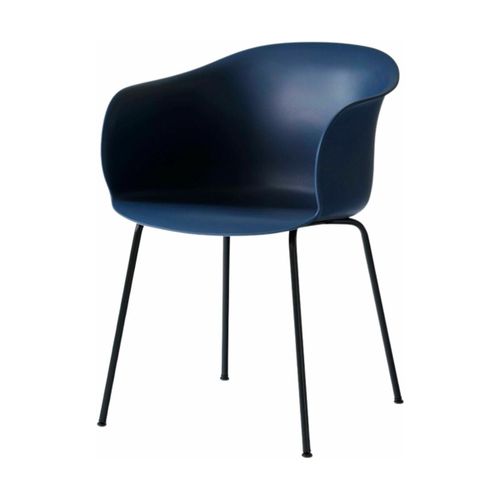 Chaise Bleue Piétement Noir Jh28 Elefy - &tradition