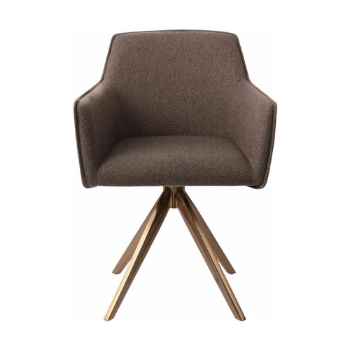 Chaise Marron Potters Clay Avec Pieds Rotatifs En Métal Rosé Hofu - Jesper Home