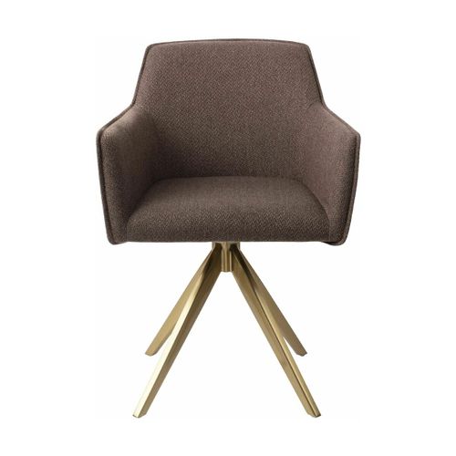 Chaise Marron Potters Clay Avec Pieds Rotatifs En Métal Doré Hofu - Jesper Home