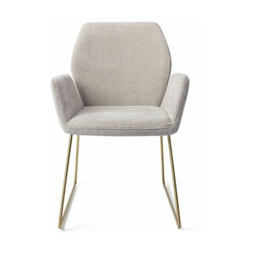 Chaise De Salle À Manger Grise Pretty Plaster Avec Pieds Élégants Métal Doré Misaki -