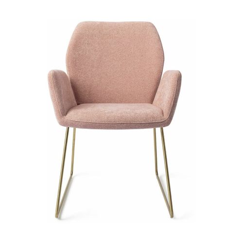 Chaise De Salle À Manger Rose Anemone Avec Pieds Élégants Métal Doré Misaki - Jesper