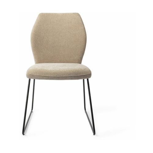 Chaise De Salle À Manger Beige Funky Fudge Avec Pieds Élégants Métal Noir Ikata - Jes