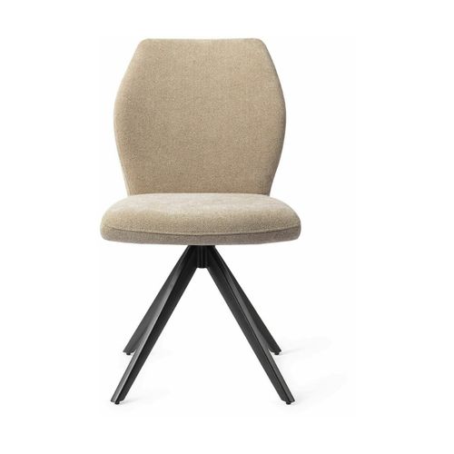 Chaise De Salle À Manger Beige Funky Fudge Avec Pieds Rotatifs Métal Noir Ikata - Jes