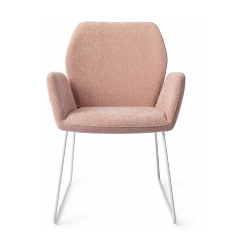 Chaise De Salle À Manger Rose Anemone Avec Pieds Élégants Métal Blanc Misaki - Jesper