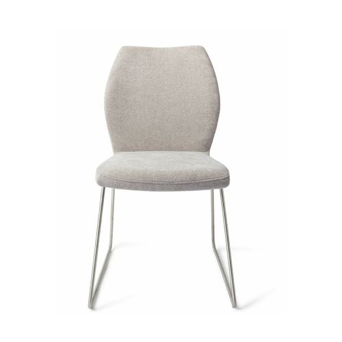 Chaise De Salle À Manger Grise Pretty Plaster Avec Pieds Élégants Métal Argenté Ikata
