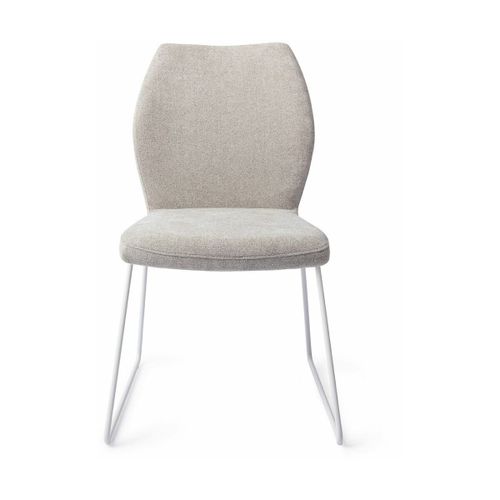 Chaise De Salle À Manger Grise Pretty Plaster Avec Pieds Élégants Métal Blanc Ikata -