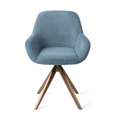 Chaise De Salle À Manger Bleue Ocean Eyes Avec Pieds Rotatifs Métal Rose Kushi - Jesp