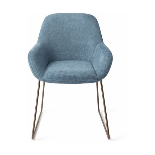 Chaise De Salle À Manger Bleue Ocean Eyes Avec Pieds Élégants Métal Rose Kushi - Jesp