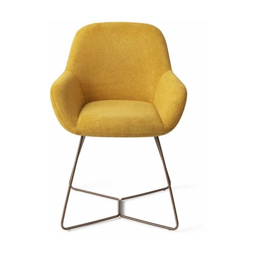 Chaise De Salle À Manger Jaune Sweet Corn Avec Pieds Hexagone Métal Rose Kushi - Jesp