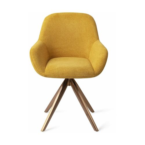 Chaise De Salle À Manger Jaune Sweet Corn Avec Pieds Rotatifs Métal Rose Kushi - Jesp