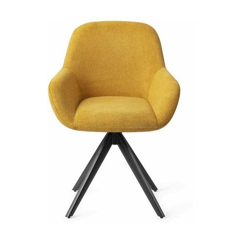 Chaise De Salle À Manger Jaune Sweet Corn Avec Pieds Rotatifs Métal Noir Kushi - Jesp