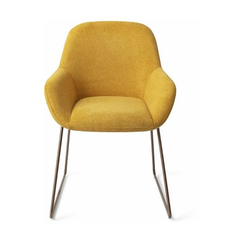 Chaise De Salle À Manger Jaune Sweet Corn Avec Pieds Élégants Métal Rose Kushi - Jesp