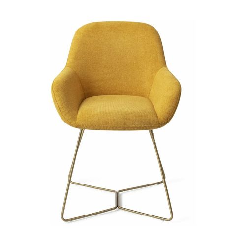 Chaise De Salle À Manger Jaune Sweet Corn Avec Pieds Hexagone Métal Gold Kushi - Jesp