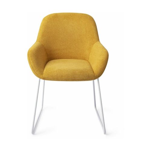 Chaise De Salle À Manger Jaune Sweet Corn Avec Pieds Élégants Métal Blanc Kushi - Jes