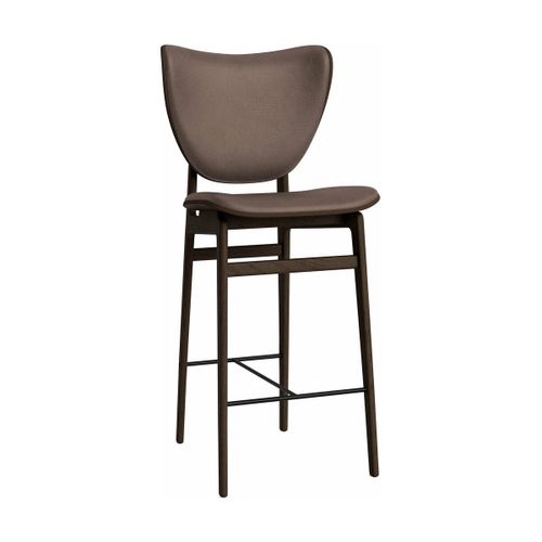 Chaise De Bar En Chêne Fumé Avec Rembourrage En Cuir Marron Foncé 75 Cm Elephant - No