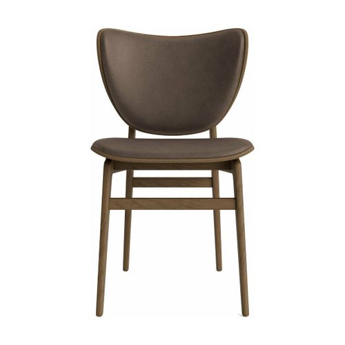Chaise En Chêne Fumé Clair Avec Rembourrage En Cuir Marron Foncé Elephant - Norr11