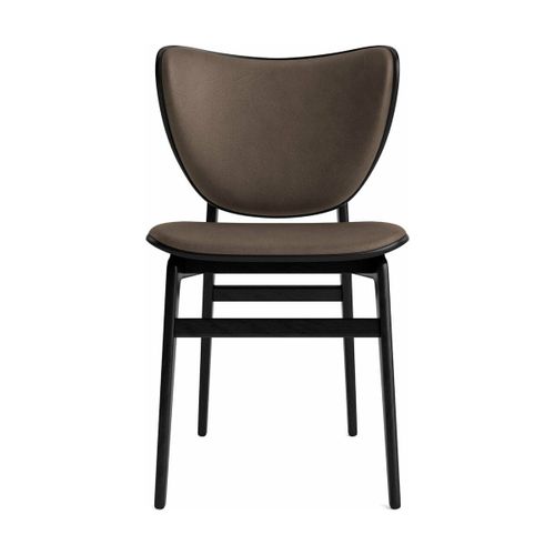 Chaise En Chêne Noir Avec Rembourrage En Cuir Marron Foncé Elephant - Norr11