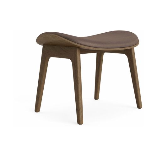 Tabouret Lounge En Chêne Fumé Clair Et Rembourrage En Cuir Marron Foncé Elephant - No