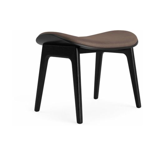 Tabouret Lounge En Chêne Noir Et Rembourrage En Cuir Marron Foncé Elephant - Norr11