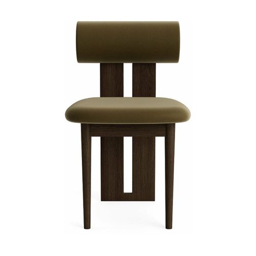 Chaise En Chêne Fumé Et Rembourrage En Velours Olive Hippo - Norr11