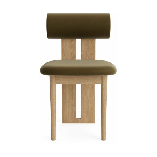 Chaise En Chêne Naturel Et Rembourrage En Velours Olive Hippo - Norr11