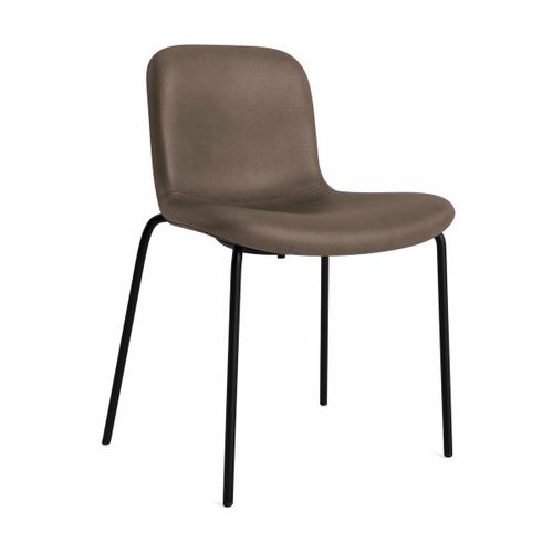Chaise En Aluminium Noir Et Coque En Cuir Marron Foncé Langue Soft - Norr11