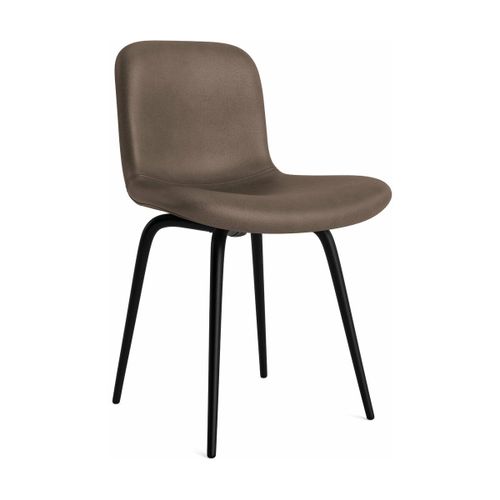 Chaise En Aluminium Noire Et Coque En Cuir Marron Foncé Langue Soft Avantgarde - Norr