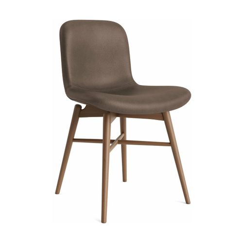 Chaise En Hêtre Fumé Clair Et Coque En Cuir Marron Foncé Langue Soft - Norr11
