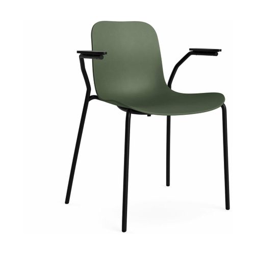 Chaise En Aluminium Avec Accoudoirs Noirs Et Coque En Polypropylène Vert Armée Langue