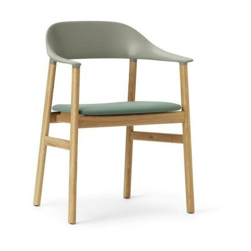 Chaise Avec Accoudoirs En Chêne Et Rembourrage Vert Herit Synergy Dusty Vert - Norman
