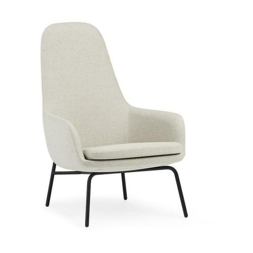 Fauteuil Haut Avec Pieds En Acier Noir Et Assise En Tissu Beige Era - Normann Copenha