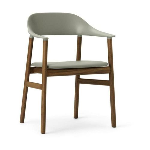 Chaise Avec Accoudoirs En Chêne Teinté Et Cuir Vert Herit Spectrum Leather Dusty Vert