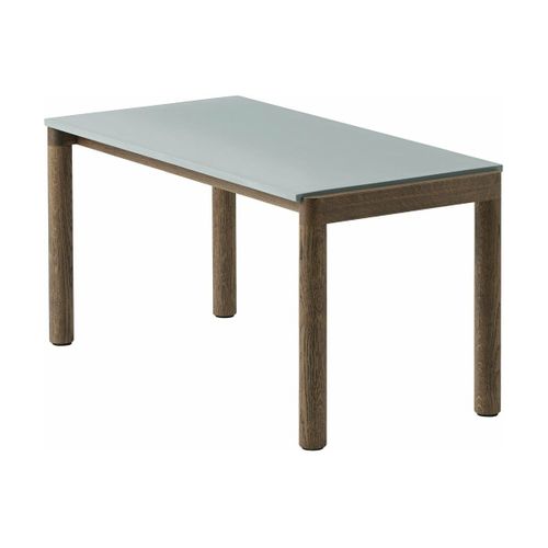Table Basse En Grès Bleu Pâle Lisse Et Chêne Foncé 85 X 40 Cm Couple - Muuto