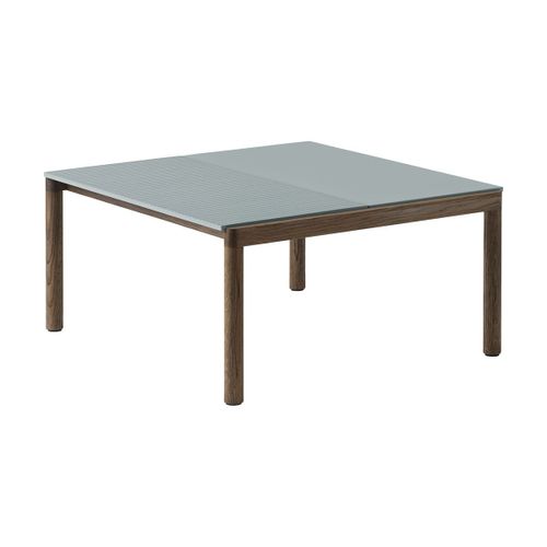 Table Basse En Grès Bleu Pâle Wavy Et Chêne Foncé 85 X 80 Cm Couple - Muuto