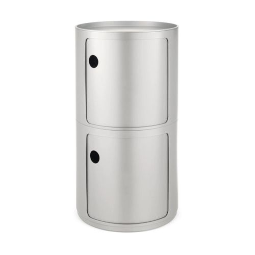 Table De Chevet Argenté 2 Tiroirs Componibili Classic Big - Kartell