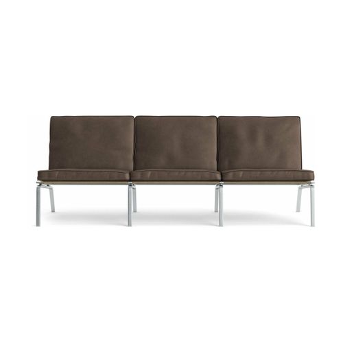 Canapé 3 Places En Acier Et Cuir Marron Foncé Man - Norr11