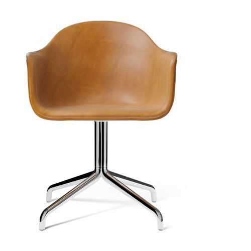 Chaise Avec Accoudoirs En Cuir Marron Cognac 58 X 55 Cm Harbour - Audo