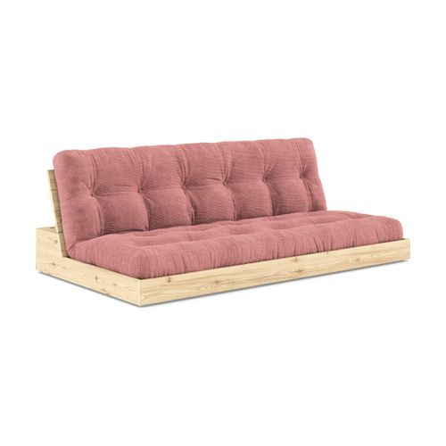 Canapé Convertible En Pin Naturel Laqué Et Matelas Rose Sorbet 196x110x72 Cm Base - K