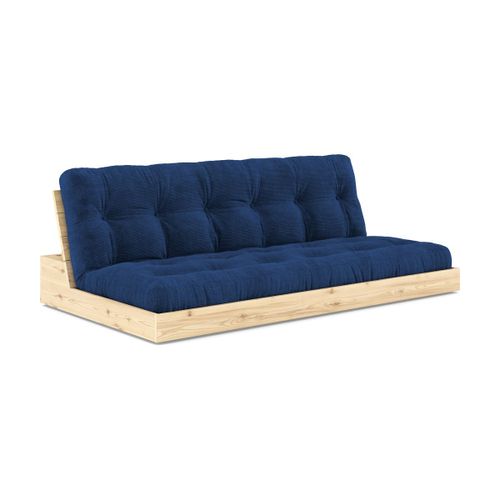 Canapé Convertible En Pin Naturel Laqué Et Matelas Bleu Royal 196x110x72 Cm Base - Ka