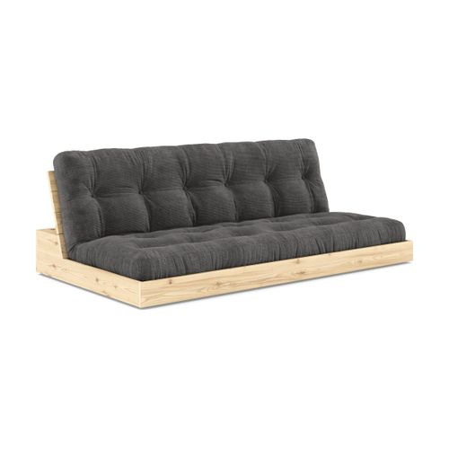 Canapé Convertible En Pin Naturel Laqué Et Matelas Anthracite 196x110x72 Cm Base - Ka