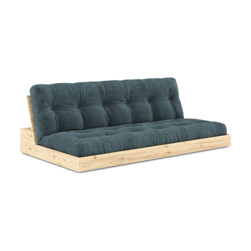 Canapé Convertible En Pin Naturel Laqué Et Matelas Paleblue 196x110x72 Cm Base - Karu
