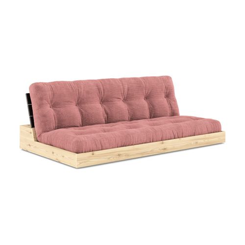 Canapé Convertible En Pin Laqué Dossier Noir Et Matelas Rose Sorbet 196x110x72cm Base